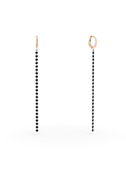 Cercei lungi din aur roz cu diamante negre de 2.5ct