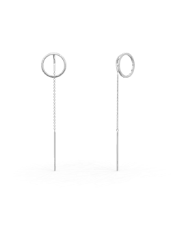 Cercei lungi geometrici din aur alb