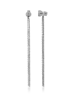 Cercei minimalisti lungi din aur alb cu diamante de 0.1ct