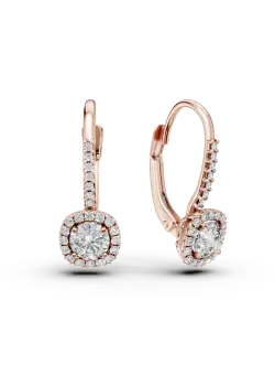 Cercei on-ear din aur roz cu zirconia