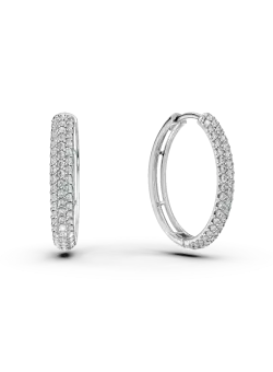 Cercei rotunzi din aur alb cu zirconia microsetting