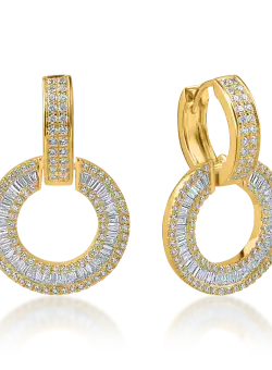 Cercei rotunzi din aur galben cu diamante de 1.2ct