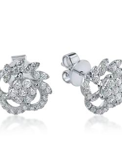 Cercei stud din aur alb cu diamante de 0.7ct