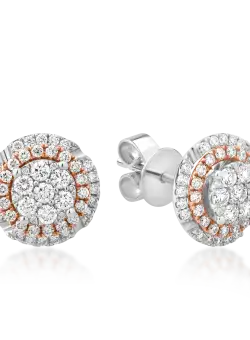 Cercei stud din aur alb-roz cu diamante de 0.86ct
