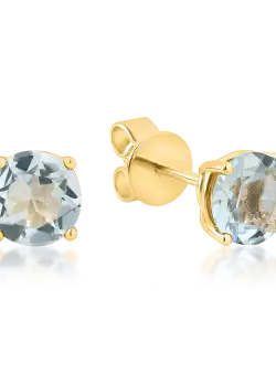 Cercei stud din aur galben cu acvamarine de 1.2ct