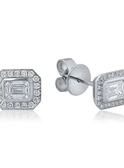 Cercei stud geometrici din aur alb cu diamante de 0.7ct