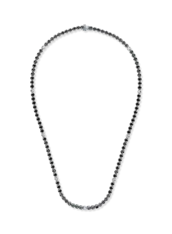 Colier tennis din aur alb-negru cu diamante negre si incolore de 6.1ct