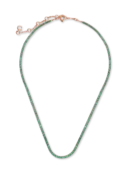 Colier tennis din aur roz cu smaralde de 3.95ct