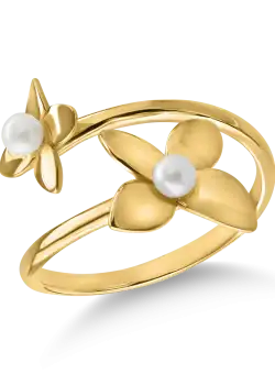 Inel cu floare din aur galben