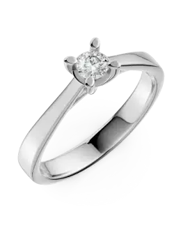 Inel de logodna din aur alb cu un diamant solitaire de 0.15ct