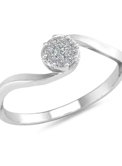 Inel de logodna din aur alb de 18K cu diamant de 0.065ct si diamante de 0.075ct