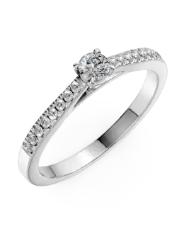 Inel de logodna din aur alb de 18K cu diamant de 0.11ct si diamante de 0.14ct