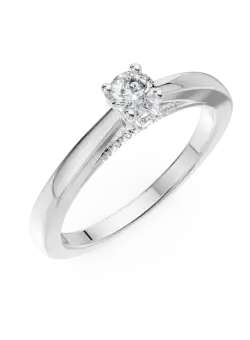 Inel de logodna din aur alb de 18K cu diamant de 0.31ct si diamante de 0.05ct