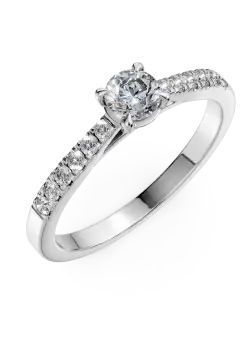 Inel de logodna din aur alb de 18K cu diamant de 0.31ct si diamante de 0.125ct