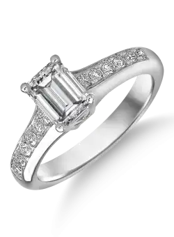 Inel de logodna din aur alb de 18K cu diamant de 1.1ct si diamante de 0.2ct