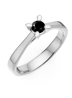 Inel de logodna din aur alb de 18K cu diamant negru de 0.2ct