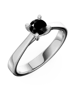 Inel de logodna din aur alb de 18K cu diamant negru de 0.41ct