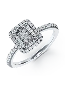 Inel de logodna din aur alb de 18K cu diamante de 0.26ct