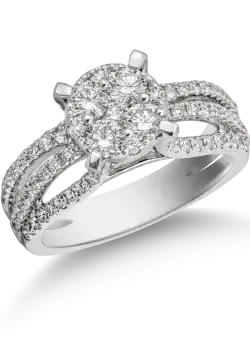 Inel de logodna din aur alb de 18K cu diamante de 1.32ct
