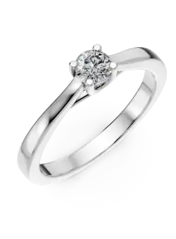 Inel de logodna din aur alb de 18K cu un diamant solitaire de 0.15ct