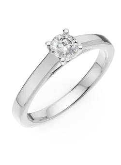 Inel de logodna din aur alb de 18K cu un diamant solitaire de 0.24ct