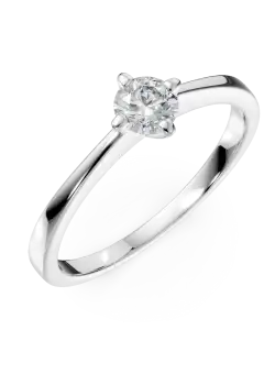 Inel de logodna din aur alb de 18K cu un diamant solitaire de 0.24ct
