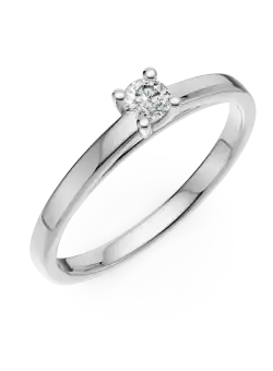 Inel de logodna din aur alb de 18K cu un diamant solitaire de 0.24ct