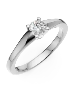 Inel de logodna din aur alb de 18K cu un diamant solitaire de 0.2ct