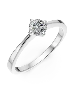 Inel de logodna din aur alb de 18K cu un diamant solitaire de 0.4ct