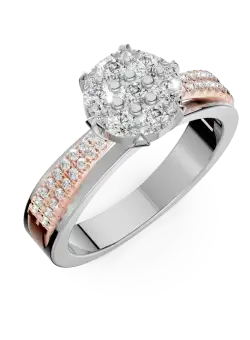 Inel de logodna din aur alb-roz de 18K cu diamante de 0.36ct