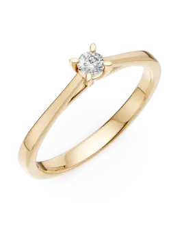 Inel de logodna din aur galben de 14K cu un diamant solitaire de 0.1ct