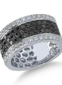 Inel din aur alb cu diamante negre si incolore de 1.8ct