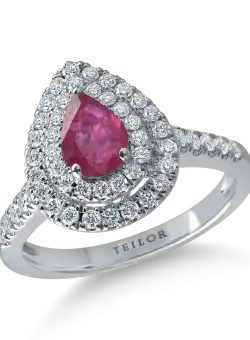 Inel din aur alb cu rubin de 0.68ct si diamante de0.55ct