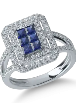 Inel din aur alb cu safire de 0.62ct si diamante de 0.69ct