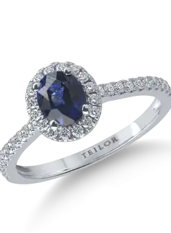 Inel din aur alb cu un safir de 0.8ct si diamante de 0.2ct