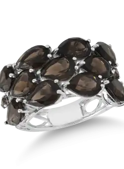 Inel din aur alb de 14K cu quartz fumurii de 7.58ct