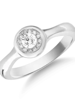 Inel din aur alb de 18K cu diamant de 0.048ct si diamante de 0.03ct