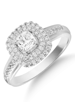 Inel din aur alb de 18K cu diamant de 0.31ct si diamante de 0.21ct