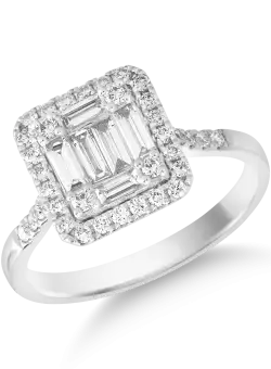 Inel din aur alb de 18K cu diamant de 0.41ct si diamante de 0.35ct