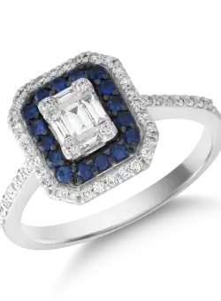 Inel din aur alb de 18K cu diamante de 0.127ct si safire de 0.222ct