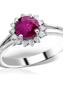 Inel din aur alb de 18K cu rubin de 1.1ct si diamante de 0.17ct