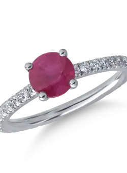 Inel din aur alb de 18K cu rubin de 1.35ct si diamante de 0.52ct