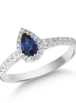 Inel din aur alb de 18K cu safir de 0.45ct si diamante de 0.24ct