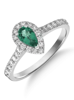 Inel din aur alb de 18K cu smarald de 0.33ct si diamante de 0.38ct