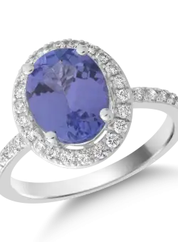 Inel din aur alb de 18K cu tanzanit de 2.13ct si diamante de 0.25ct