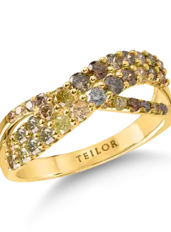 Inel din aur galben cu diamante multicolore de 1ct