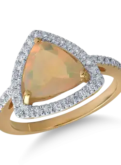 Inel din aur galben de 18K cu opal de 1.2ct si diamante de 0.157ct