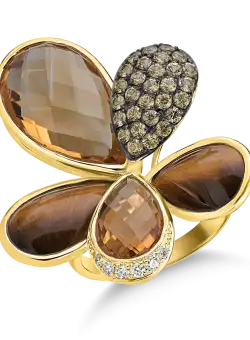 Inel din aur galben de 18K cu pietre pretioase si semipretioase de 21.39ct