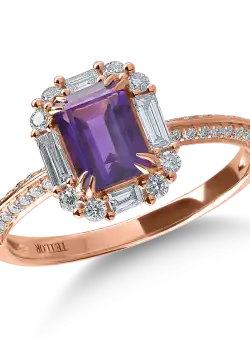 Inel din aur roz cu ametist de 0.9ct si diamante de 0.4ct