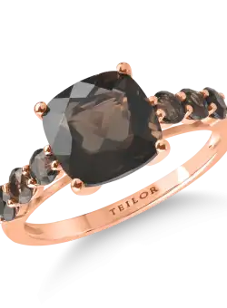 Inel din aur roz cu cuart fumuriu de 3.5ct